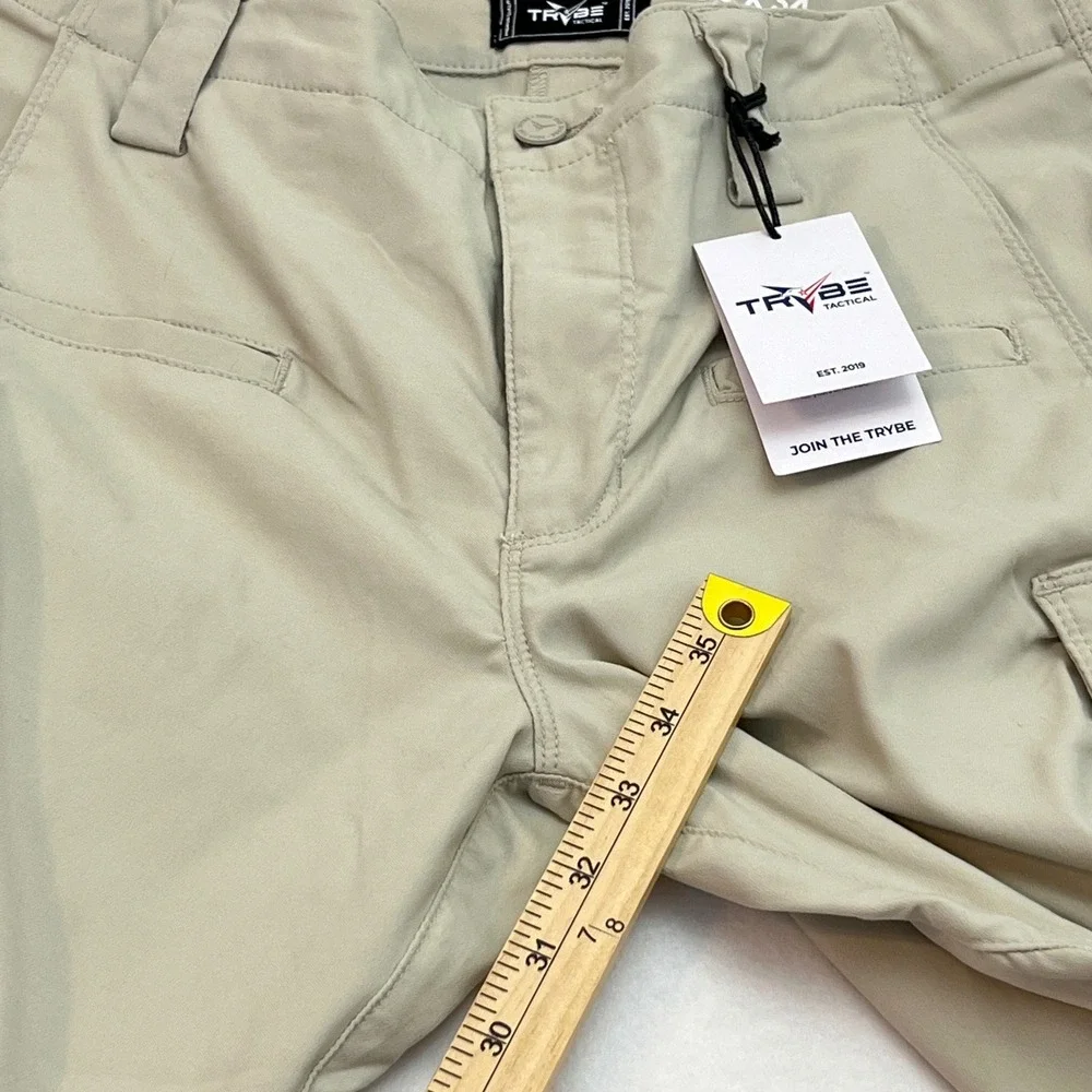 TRYBE Tactical Cargo‎ Pants Mens 36x34 Tan Stretch EDC Pockets Outdoor Utility